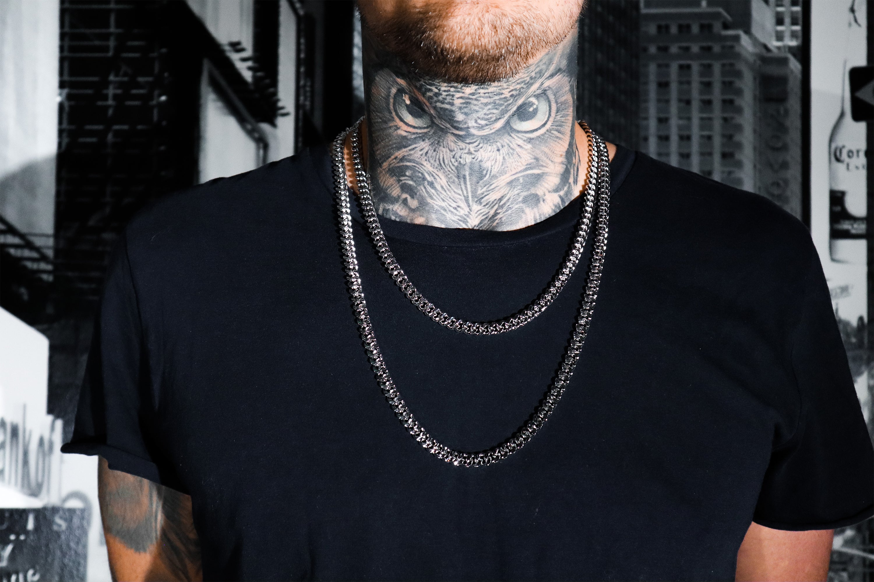 Cut Cuban Double Choker Set - Streetice