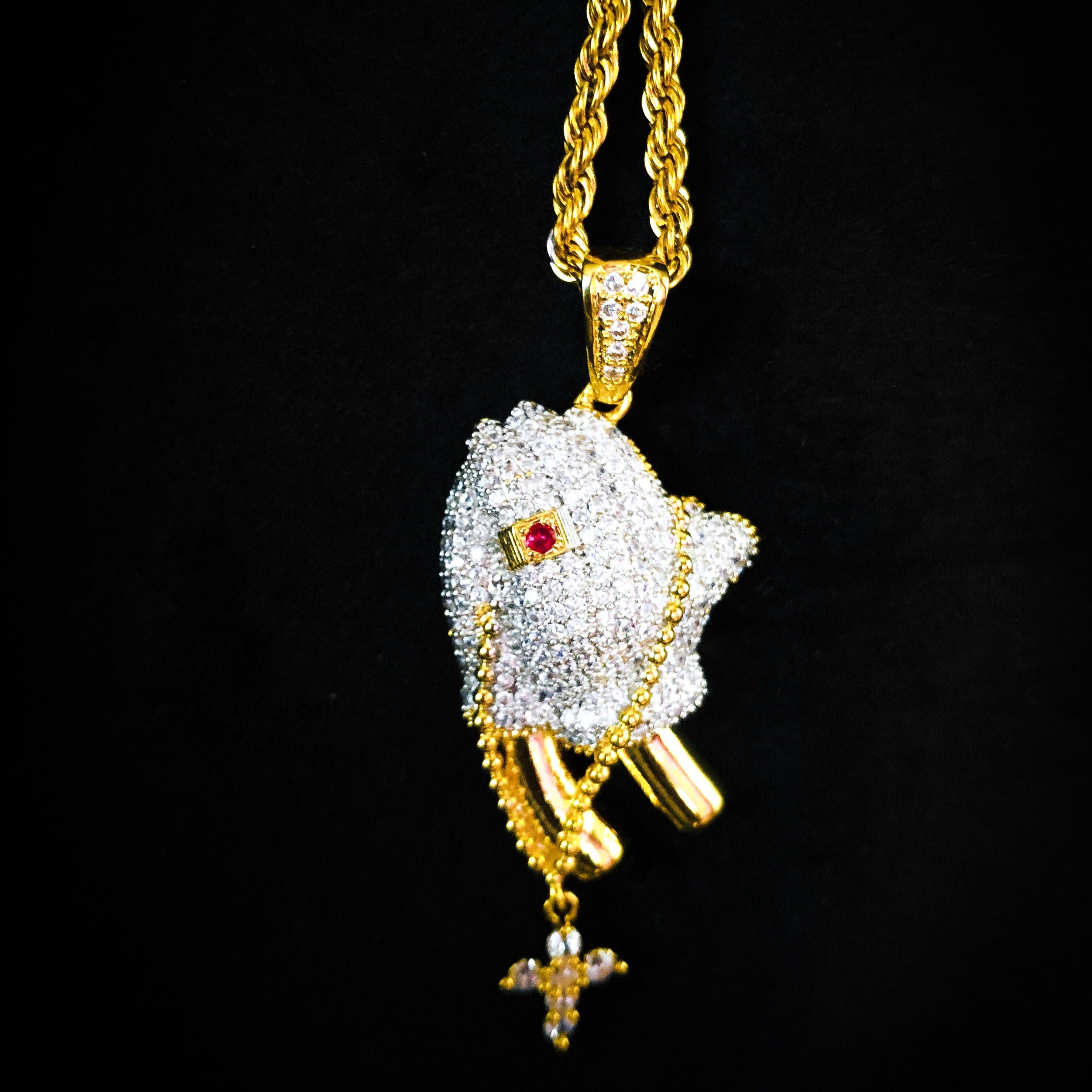 Iced Praying Hands Pendant - Streetice